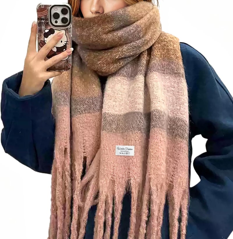 Premillow Women's Mohair Winter Scarf Pure Color, Warm Winter Scarf for Women and Men, Soft Luxurious Cashmere Feel Scarfs - Image 1